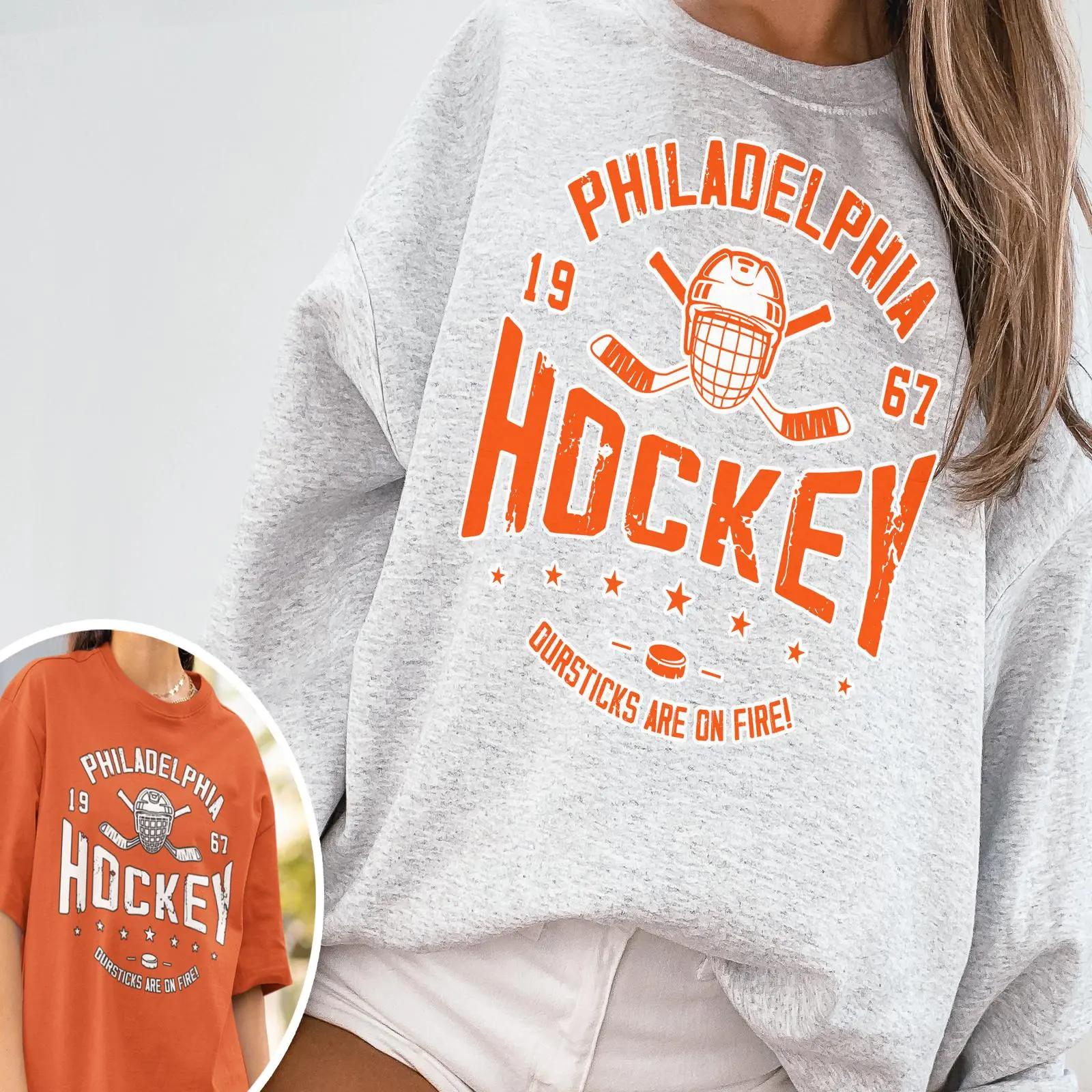 Vintage Philadelphia Hockey Crewneck Sweatshirt, Flyers Sweatshirt, Gift For Fan, Retro Philadelphia Ice Hockey