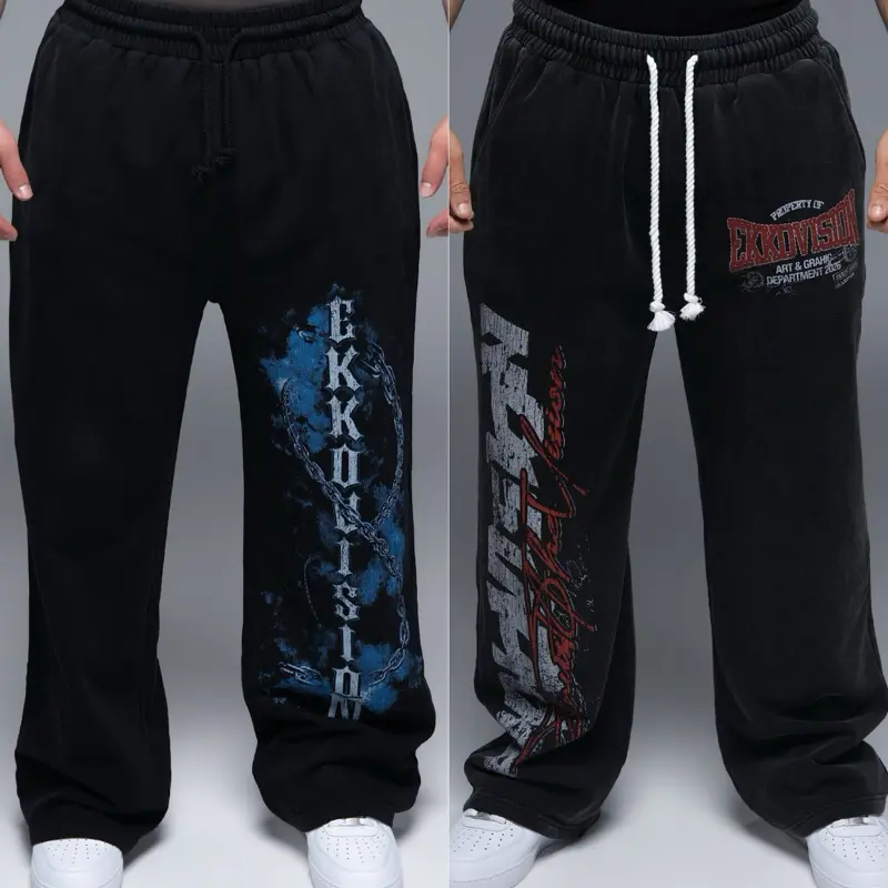 EKKO Oversized Graphic  Acid Wash Fleece Sweatpant