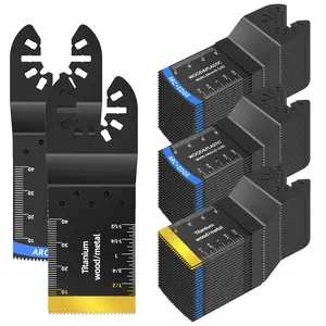 50/100PCS Titanium Oscillating Tool Blades, Curved Edge Oscillating Saw Blades for Metal, Wood, Plastic, Quick Release Multi Tool Blades Compatible with Dewalt Bosch Milwaukee Ryobi power tool saw blade tile marble