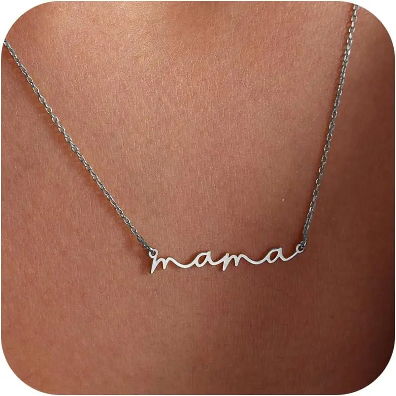 Mama Necklaces for Women, Gifts for Mother, 14K Gold Plated Dainty Necklace Non Tarnish Jewelry, Gifts for New Mom