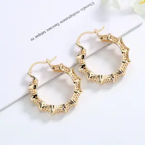 18k Layered real gold Plated basket Round hoop earrings #4