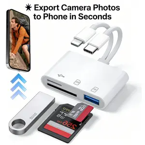 SD Card Reader for iPhone/Android Dedicated SD Card Viewer for Digital Tracking Cameras Card Reader 5 in 1 USB C iPhone SD MicroSD Card Reader with Dual Interface Triple Slots 5Gbps High Speed Transfer Plug and Play No App Needed for Digital Camera Dash C