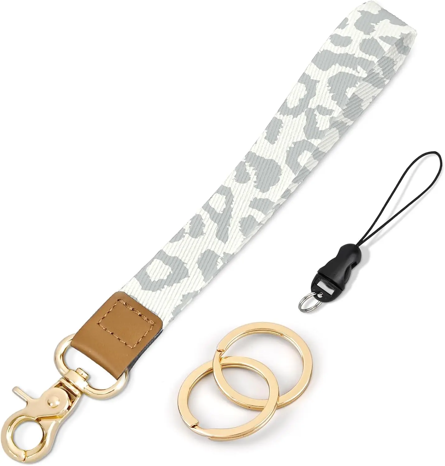 Wristlet Keychain, Cute Wrist Lanyards for Keys Wrist Keychain Strap for Women Wallet, Phone, ID Badges, Apricot Leopard