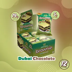 Dubai Chocolate Prime Bites - 12 Pack - Protein Brownies with 19g Protein and 5g Collagen Snack - Fresh Baked High Protein Snack w/ Low Sugar