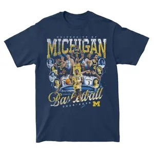 Michigan Basketball 2025–2026 Team T-Shirt – University of Michigan Vintage Team Graphic Tee for Wolverines Basketball Fans