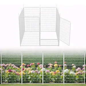 Cozy Castle Garden Fence with Gate 50" 6/8/12/16 Panels, Heavy Duty Metal Garden Fence Animal Barrier, No Dig Dog Fence Outdoor for Yard, Easy Set Up, White