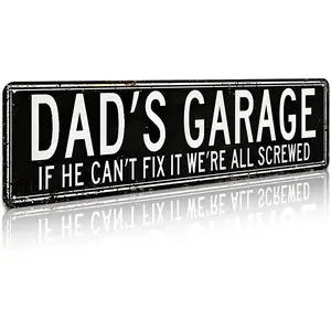 Dad's Garage Metal Tin Sign, Novelty Street Sign, Home Decor, Decorative Plaque, Decorative Wall Sign for Home Farmhouse Garage, Living Room Decor, Home Decor Products, Vintage Garage Signs 16x4 Inch