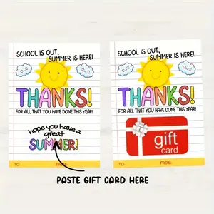 5-Pack Graduation End-Of-Year Teacher Summer Gift Card Holders, School Last Day Teacher Gifts, Educational Seasonal Presents, Stationery