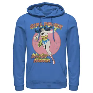 Men's Justice League Running Girl Power Text Poster Pull Over Hoodie