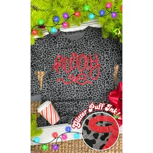 Frilly Merry Bow Puff Christmas Graphic Long Sleeve Shirt