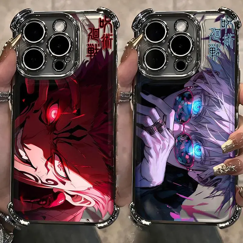 Jujutsu Kaisen Anime Character Transparent Casing for iPhone 11-16 Plus, 17 Pro Max, 17 Air (A2644) - Smartphone, Cellphone, Handheld Devices Camera Protection Case for Boys, Accessories