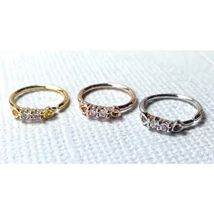 1pc Bendable Nose Hoop / Cartilage Ring CZ Gem Set Hearts for Rook, Daith