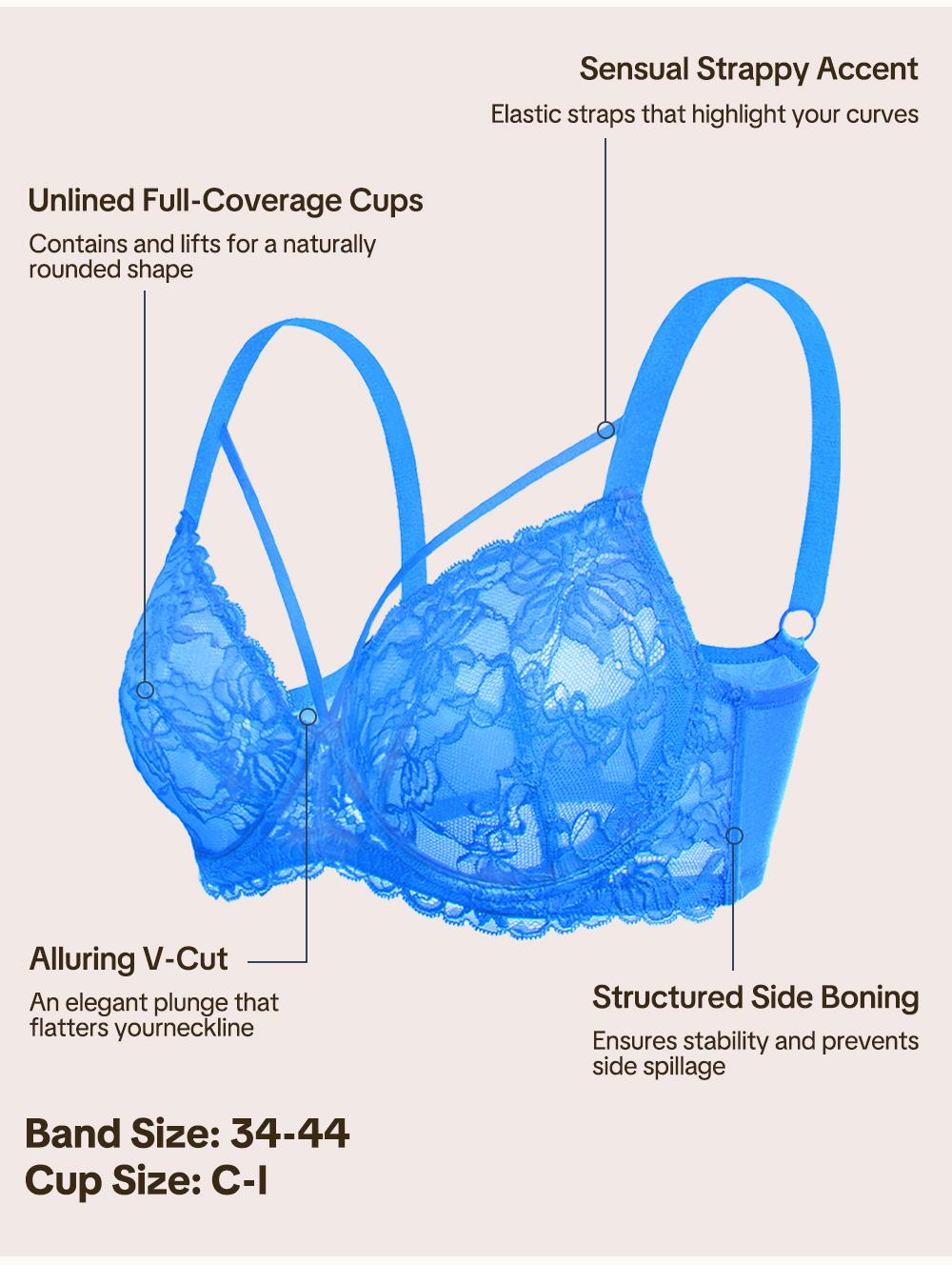 HSIA Pretty In Petals Sexy Unlined Lace Underwire Bra with Adjustable Straps for Women Plus Size Mesh Wings Non Padded Bra Full Coverage Minimizer Bra Lifting Support Daily Large Bust Bras Lightweight Comfort Brassiere Lingerie
