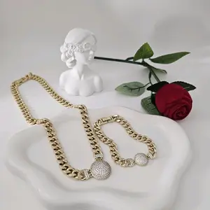 Valdiviajewery #1817 Necklace and Bracelet Set, 14k Gold Plated, High Quality