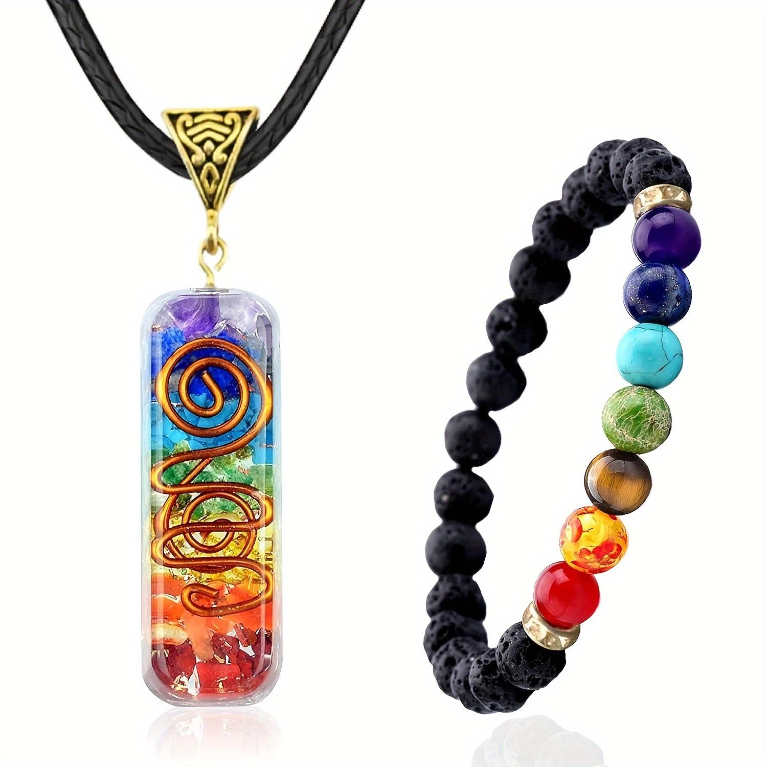 7 Chakra Natural Stone Beaded Necklace – Healing Crystal Reiki Pendant for Energy Balance, Yoga Meditation Jewelry, Spiritual Gift for Women Men