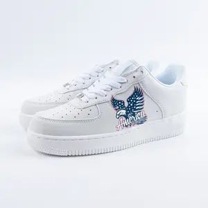 Custom 250 Years of American Independence Men & Women Force White  Sneakers Shoe