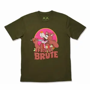 Kaws x General Mills Frute Brute T-Shirt - Olive Green Cartoon Character Design Men's Graphic Tee
