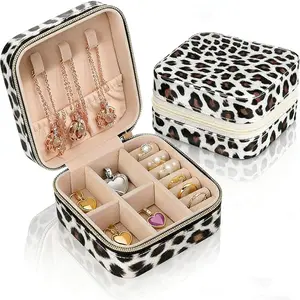 Mini Travel Jewelry Box - Multifunctional Leopard Print Storage Case Women's Ring, Earring, and Necklace Organizer Mother's Day Gift Best Gift Essential Item