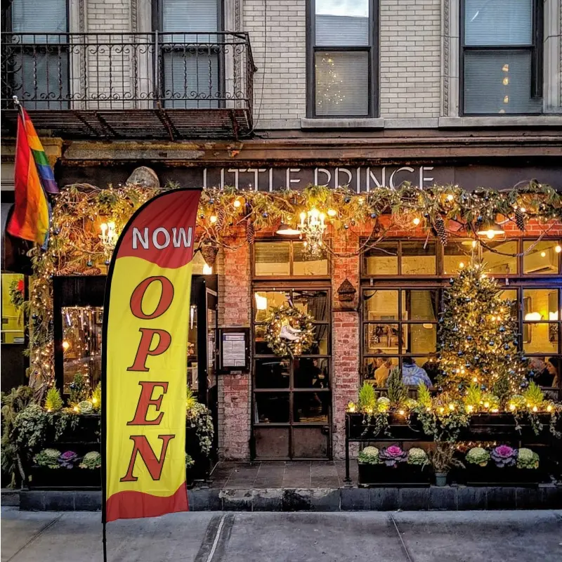 1pc 8FT Polyester Fibre Double-Sided Printing Open Feather Flag with Flagpole - Outdoor Banners for Business Storefront Visibility Boost, Festive & Party Backdrops