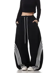 EMMIOL Y2K Baggy Barrel Striped Sweatpants, High Waisted Wide Leg Pants, Joggers with Drawstring Waist and Baggy Wide-Leg Sweatpants with Pockets Drawstring Elastic Waist Vintage Streetwear Joggers Cuffs