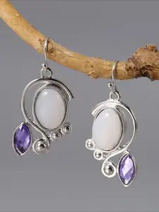 1 Pair of Bohemian Elegance Purple Artificial Crystal Pendant Earrings, Exquisite Jewelry Accessories for Holiday Parties, Suitable for Wearing on All Occasions, A Perfect Holiday Gift, High Quality Earrings