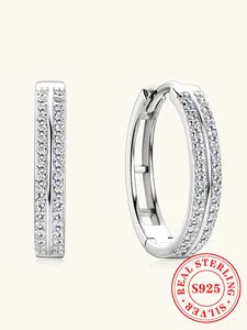 0.32CT moissanite double row earrings, S925 sterling silver earrings, suitable for daily wear, vacation and dating occasions, and also a surprising and exquisite small gift.
