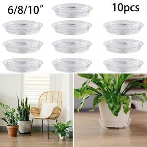 10pcs Garden Plant Saucer Drip Tray Round Pot Base Clear Snack Container PET[Fall Deals]
