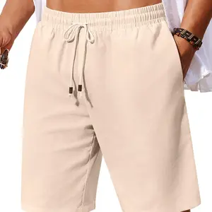 COOFANDY Men's Linen Shorts Casual Summer Beach Shorts Elastic Waist Drawstring Vacation Shorts with Pockets