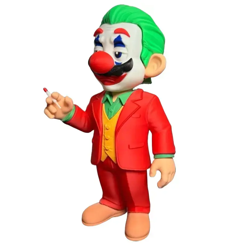 3D Mario Joker Fusion Art Statue - Creative Fusion of 2 Characters, Green Hair, Red Suit, Red Nose, Yellow Vest, Green Shirt, Brown Shoes, Home Decor Figurine for Enthusiasts, Great for Fans and Collectors, Collectibles, 3D Statue, 3D Design