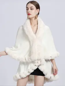 Women's Fashion Solid Color Shawl, Warm Comfortable Soft with Faux Fur Trimmed, Casual Multi-Functional Wrap, Fluffy Soft Scarf, Perfect for Autumn & Winter