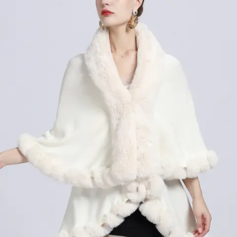 Women's Fashion Solid Color Shawl, Warm Comfortable Soft with Faux Fur Trimmed, Casual Multi-Functional Wrap, Fluffy Soft Scarf, Perfect for Autumn & Winter