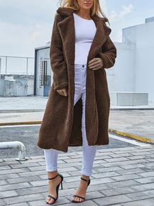 Women's Faux Fur Teddy Coat Long Sherpa Jacket with Lapel Collar & Side Pockets Warm Oversized Winter Outwear for Casual Party Wear Essential Style Piece