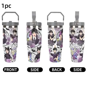 1pc Wednesday Addams Spider Web Theme,Multiple patterns available,30oz Stainless Steel Insulated Water Bottle with Straw-Portable Travel Tumbler for Car,Home,Christmas Gift for Gothic Girls & Netflix Fans, Wednesday Merchandise