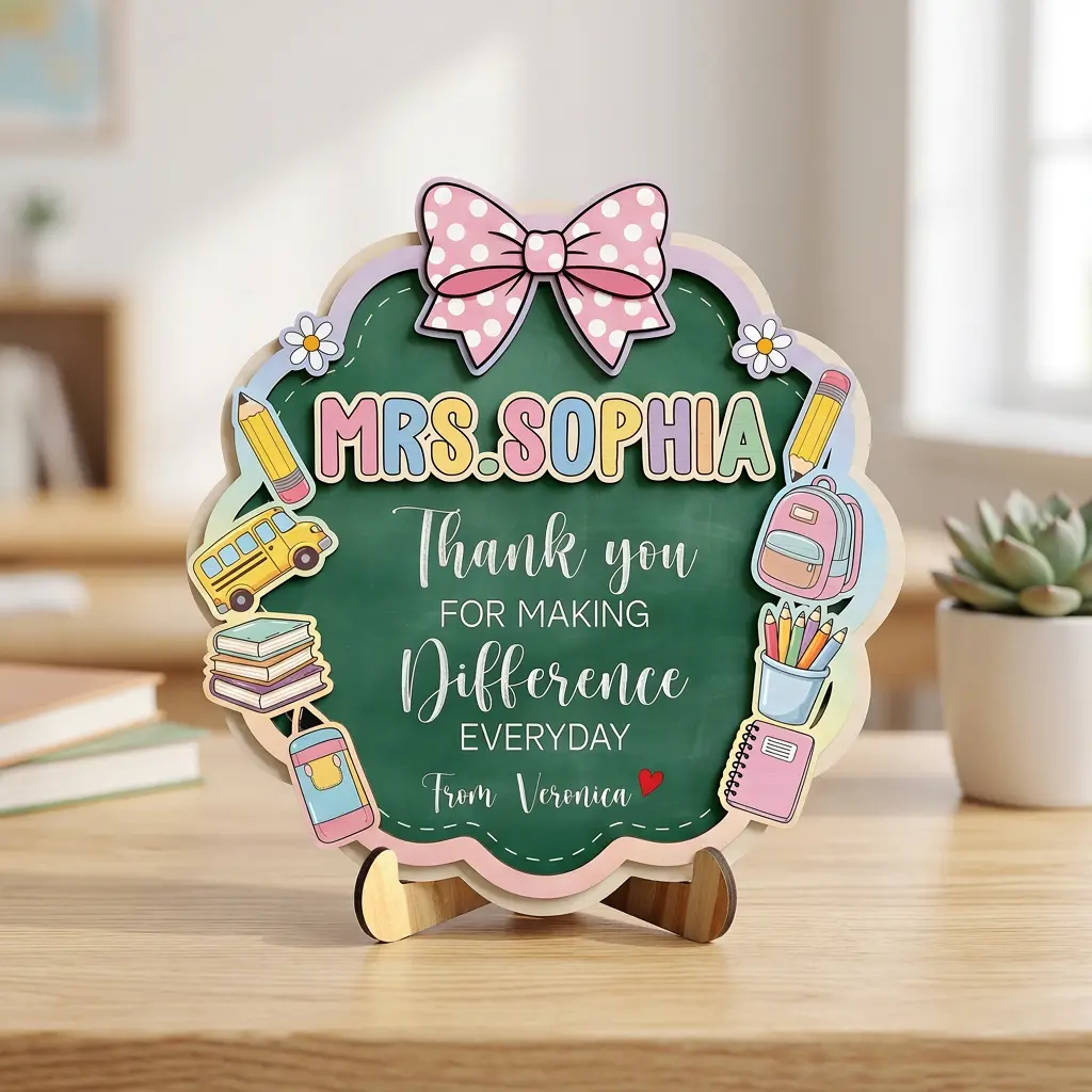 Custom Teacher Name Plaque, Personalized Classroom Decor Sign, Thank You Teacher Gift, Back to School Keepsake, Gift for Teacher, Teacher Appreciation Gifts, Gift for Her
