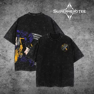 [ superhero tee ] Superstyle Clawborn "Logan" Weapon X v2 - The Mutants X-Team MCU superhero Comics Edition Double Printed Oversize Lightweight Acid Washed Tee Hoodie Sweater TV Series Graphic Design Top Cotton Streetwear Comic Superheroes T-Shirt Clothes