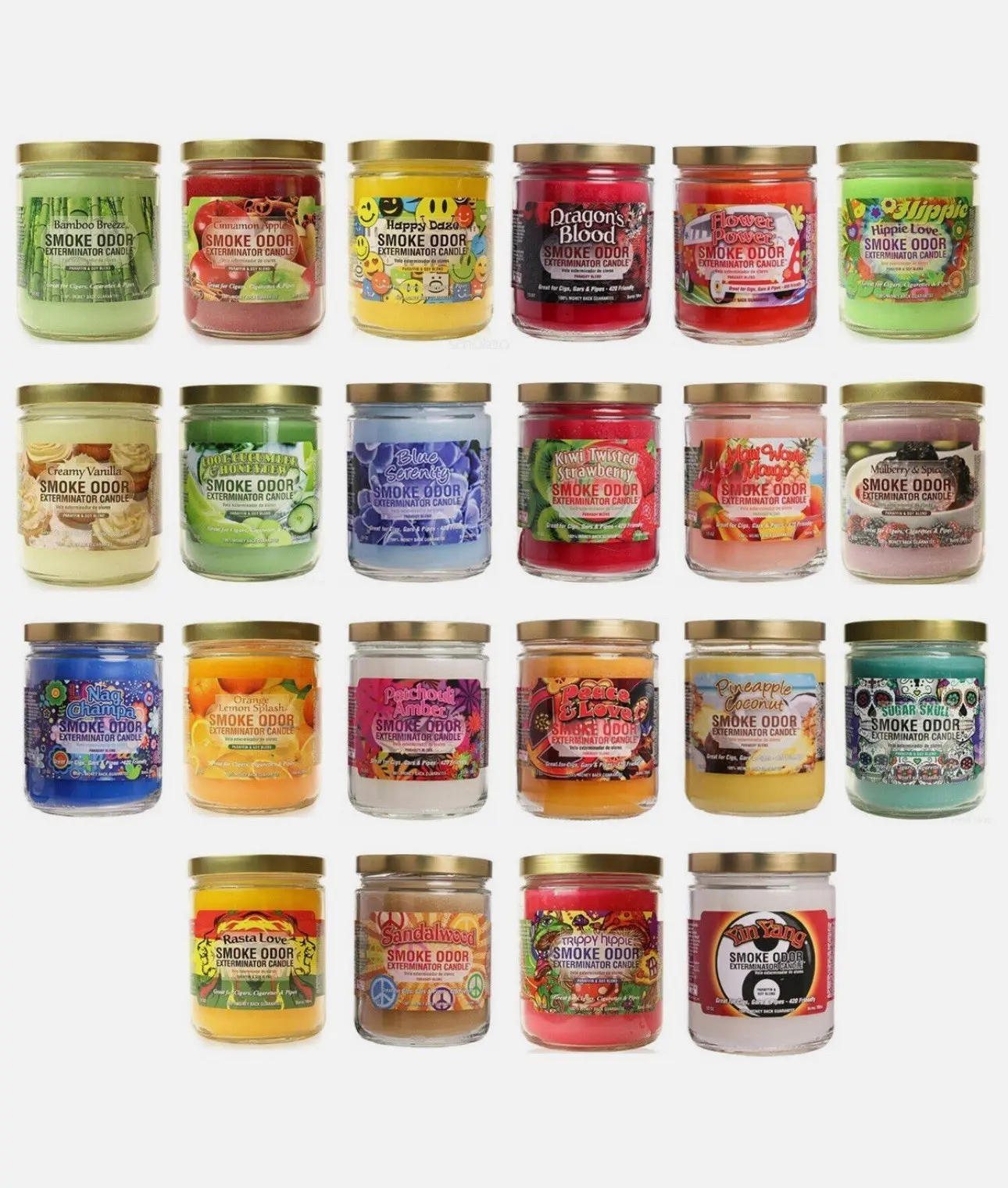 Smoke Odor Exterminator 13 oz Jar Candles - 67 Selectable Flavors, Home Decor Candle for Smoke Odor Elimination