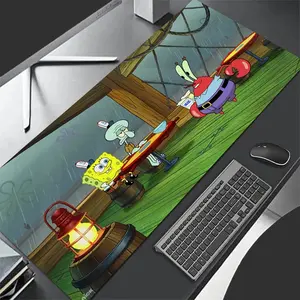 Large Cartoon Spongebob Squarepants Squidward Tentacles Mouse Pad HD Durable Locked Edge Non-slip Rubber Washable Pads for PC Office Computer Gamer Long Computer Accessory for Gamer Stylish Study Workstation Decor Mats Playmat XXL Keyboard Desktop Mat