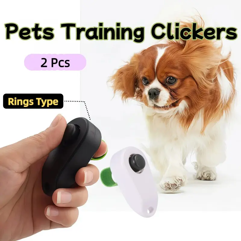 2 Pcs Dog Training Clicker Set with Ring, Essential Puppy Behavior Training Tool, Portable Dog Walking Pet Accessories