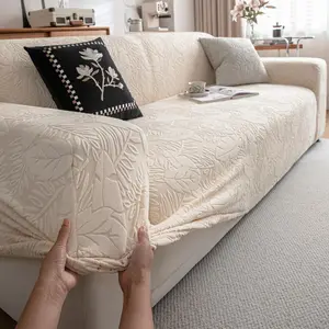 Leaf Pattern Sofa Cover, 1 Count Non-slip Elastic Sofa Slipcover, Washable Sofa Slipcover, Soft Comfortable Sofa Protector, Dustproof Sofa Cover for Home Living Room Office, Dustproof Couch Pad, Universal Sofa Protector
