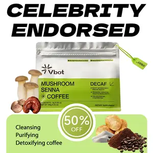 VBOT-Super Organic Mushroom Coffee - Cleansing|Purifying|Detoxifying - Mushroom Powder + Senna Leaf Extract + Coconut Oil Powder + Cocoa Powder - Enhances Immunity|Promotes Healthy Excretion and Intestinal Health - Herbal Supplement Beverage Fiber