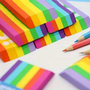 1pc Extra Large Eraser - Rainbow Cartoon Cute Oversized Block Rubber Erasers for School Students - Clean Durable Giant Big Cute Kawaii Erasers for Kids Classroom Drawing Writing Art Supplies - Stationery Gift Party Favor