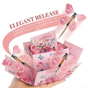 Butterfly Explosion Red Gift Box, DIY Unique Exploding Surprise Gift Box,Surprise Flying Butterfly Explosion Box for Valentine's Day, Birthdays, Wedding, Anniversaries