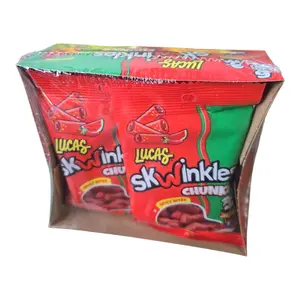 Lucas Skwinkles Sweet & Sour Candy Chunk Watermelon or Mango Flavored with Tamarind Filling 6 Bags Tangy Mexican Snack Bonbon Sugar Corn
