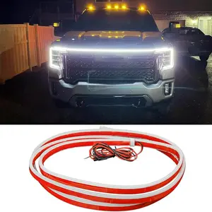 71 inch Car Hood led strip, white exterior dynamic car led hood light, flexible & waterproof, universal exterior daytime running light strip with Fuse Protection for cars, SUVs, trucks, Cool car lights