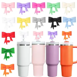 Bow-shaped Straw Lid Cover, Straw Spout Lid, Reusable Cute Silicone Straw Tip Cover Protector, Drinkware Accessories for 30 & 40oz Tumbler Cups, Bottles