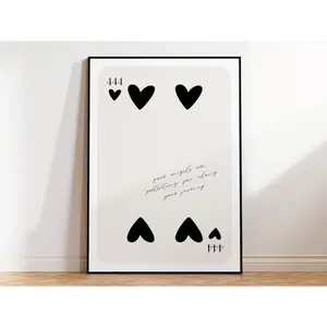 Playing Card Print, Angel Number 444 Poster