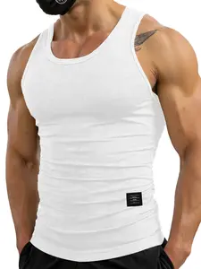 Men’s Black Minimal Logo Slim‑Fit Gym Top, Everyday Basic Sleeveless T‑Shirt, Durable 4‑Way Stretch Fabric Tank Top, Perfect for Daily Wear, Fitness, Street Layering & Outdoor Activities, Versatile Multi‑Scene Casual Athletic Tank