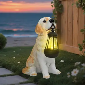 🐾Golden Retriever Solar Garden Light | Resin Dog Statue with Lantern Perfect Valentine's Day Gift