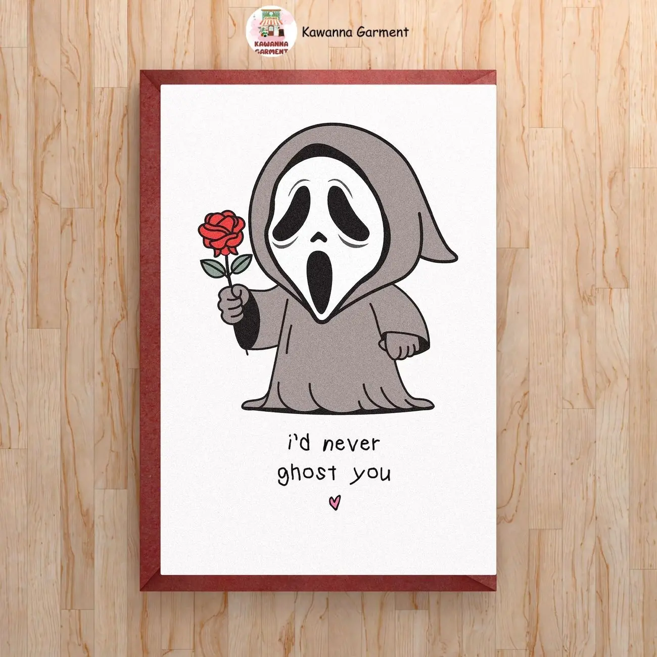 Personalised Ghostface Greeting Card - "I'd Never Ghost You" - for Him & Her, Anniversary, Birthday Card (Office Stationery Supplies)