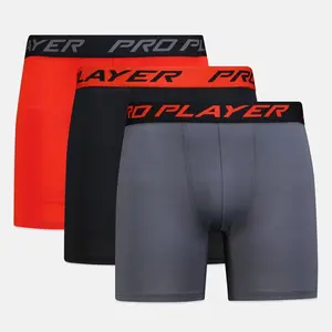 Proline By Pro Player Men 3 Pieces Brand Logo Boxer Briefs, Multicolor